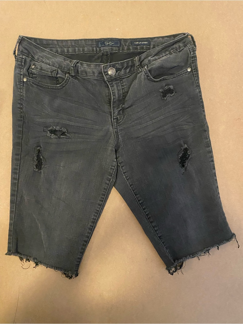 Jessica Simpson Black Distressed Bermuda Shorts